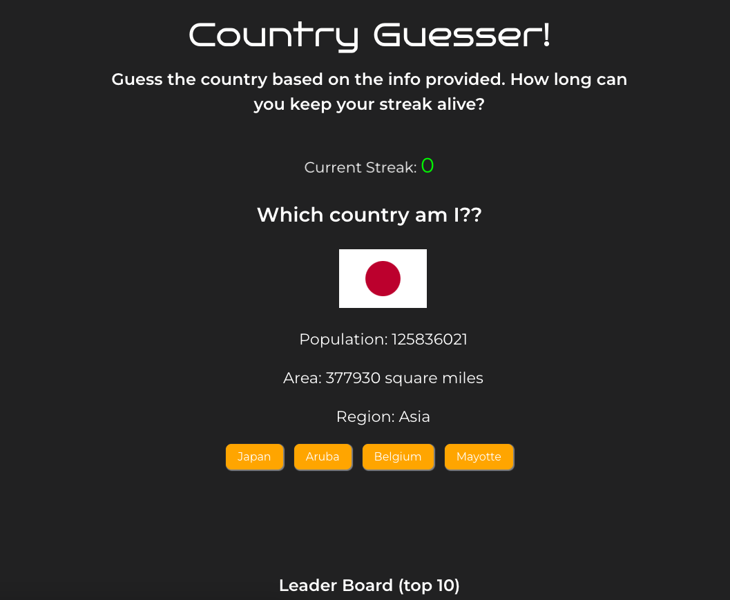 Country Guesser Screenshot