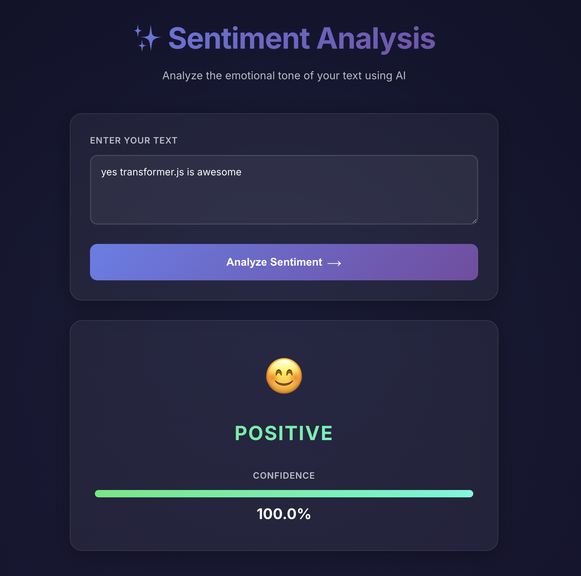Sentiment Analysis Screenshot