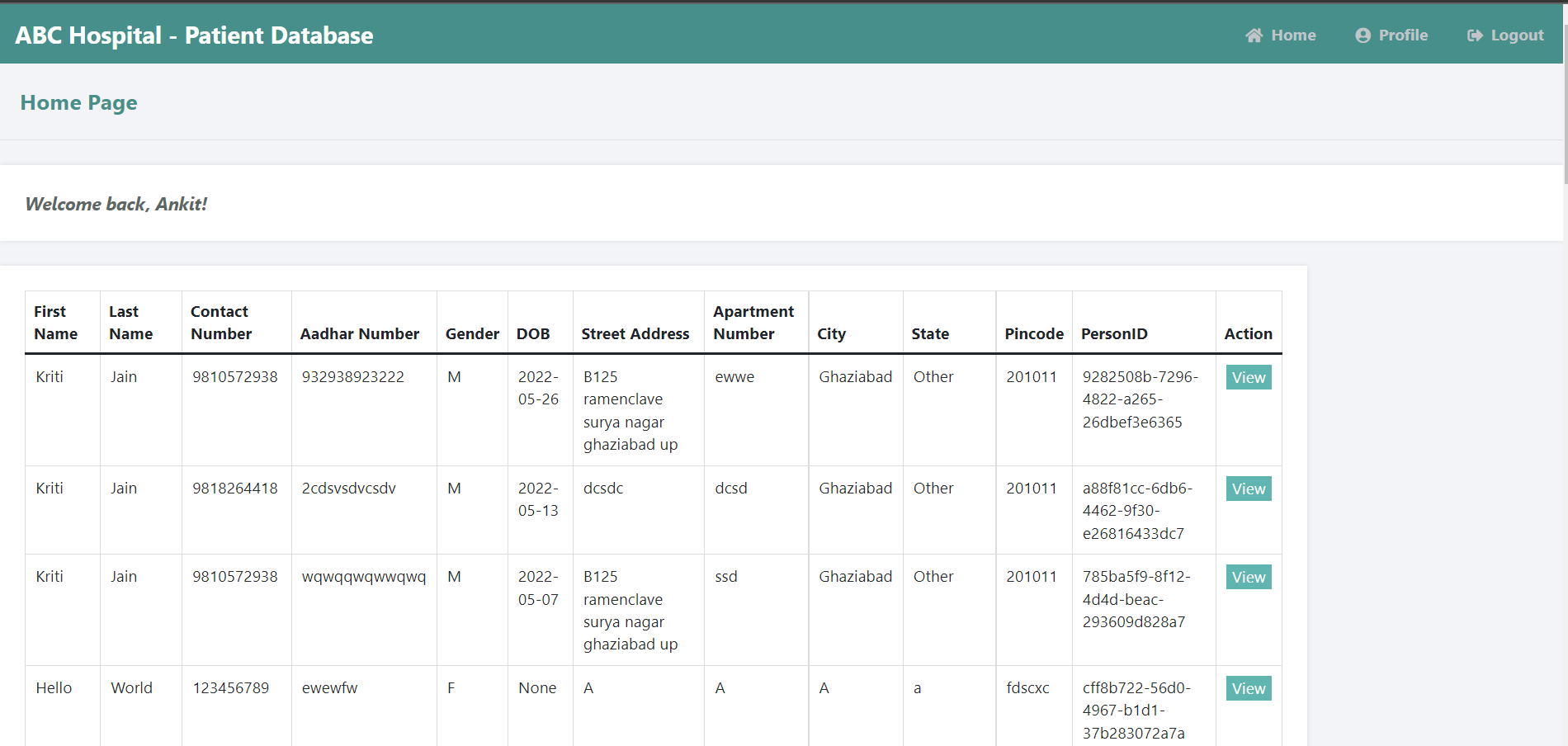 View Patient Records