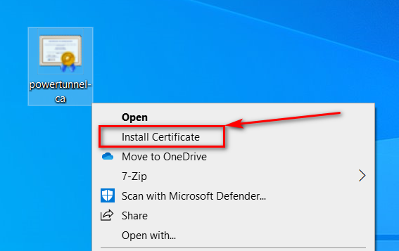 Open context menu and select "Install Certificate"