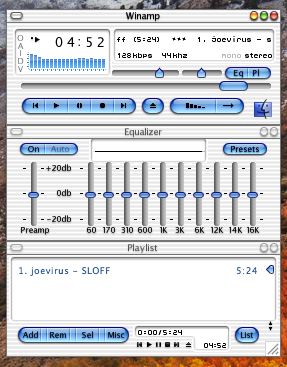 Screenshot of Webamp on Mac OS X