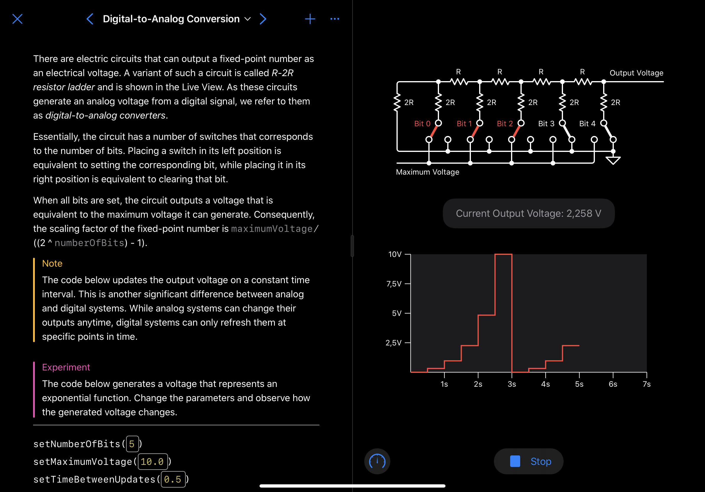 Screenshot of the digital-to-analog conversion page