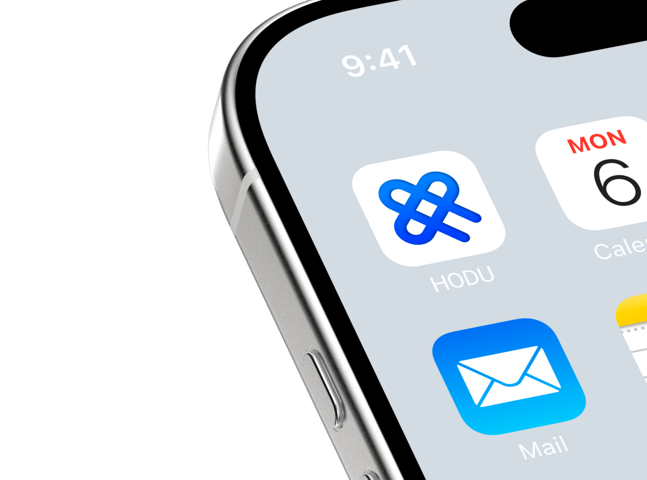 아이폰 홈 화면에 배치된 호두 앱 아이콘 디자인