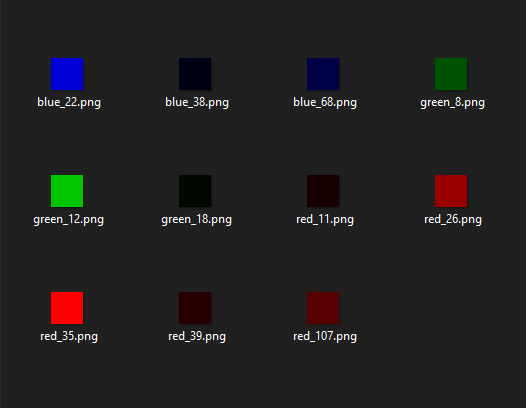 training data thumbnails of red green and blue colors