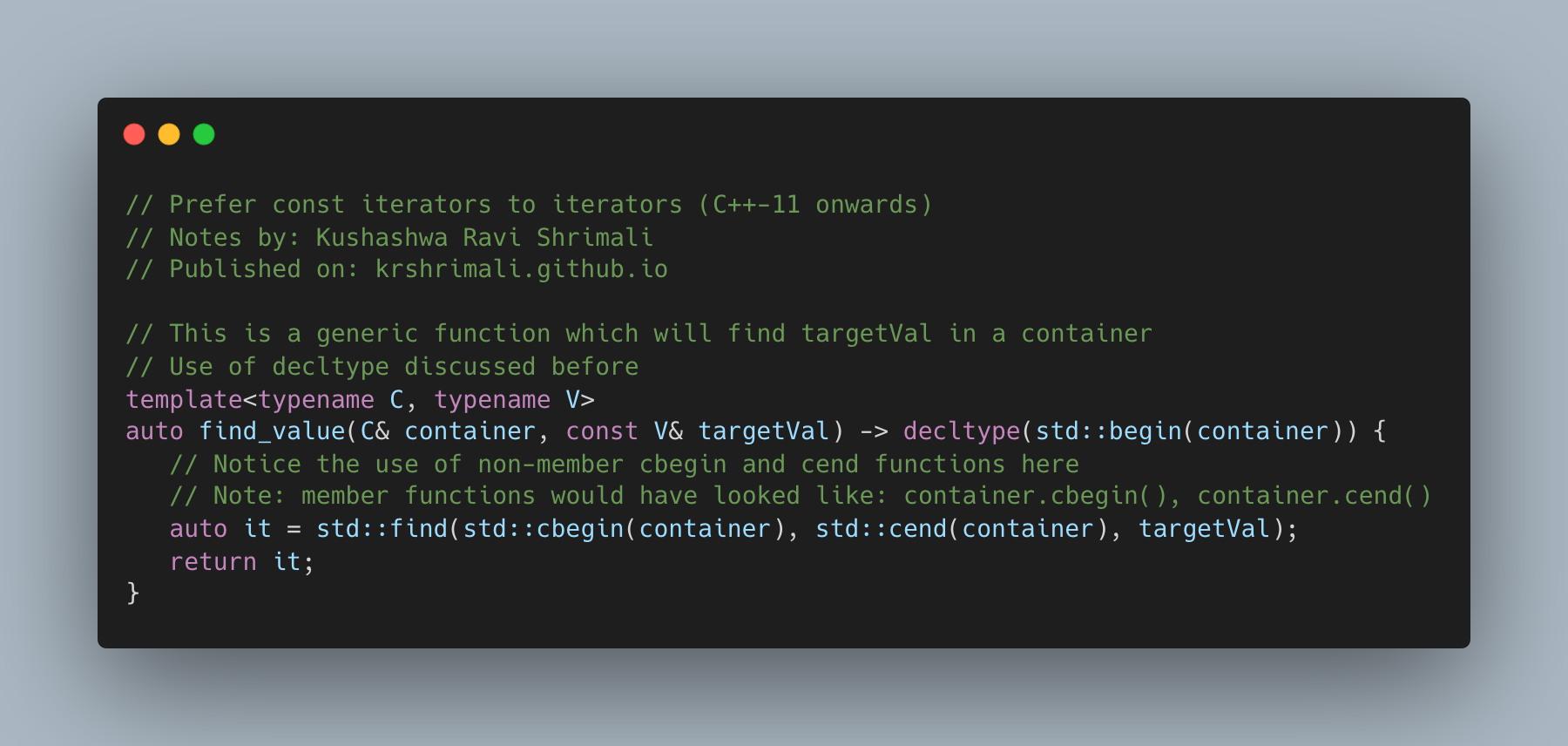 Prefer Const iterators To Iterators Notes Kushashwa Ravi Shrimali 