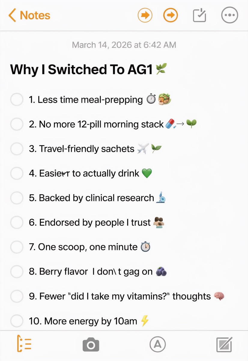 T1 Apple Notes listicle (AG1 example)
