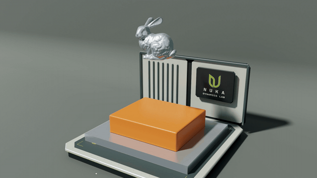 A freely falling Stanford bunny indenting an MLS-MPM elastoplastic block