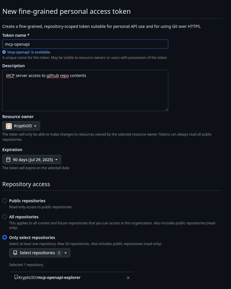 GitHub fine-grained PAT