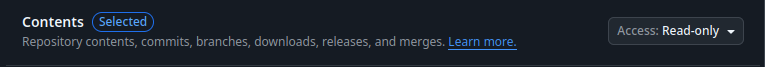 GitHub permissions selection
