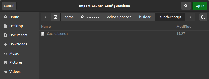 "eclipse install directory"/builder/launch-configs