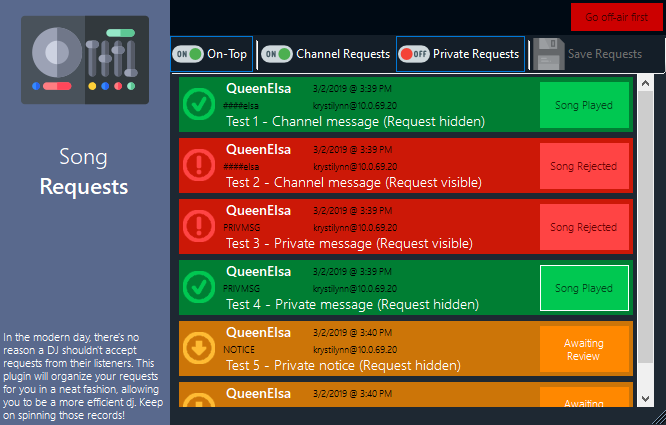 Screenshot of DJ-Requests