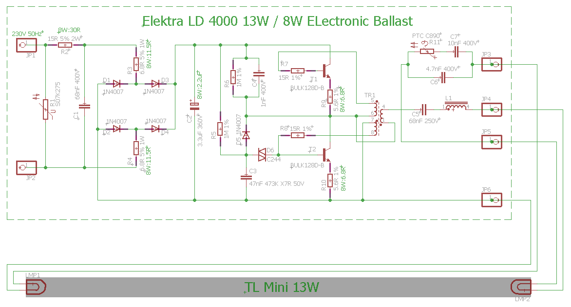 Schematic of LD 4000-13W ballast