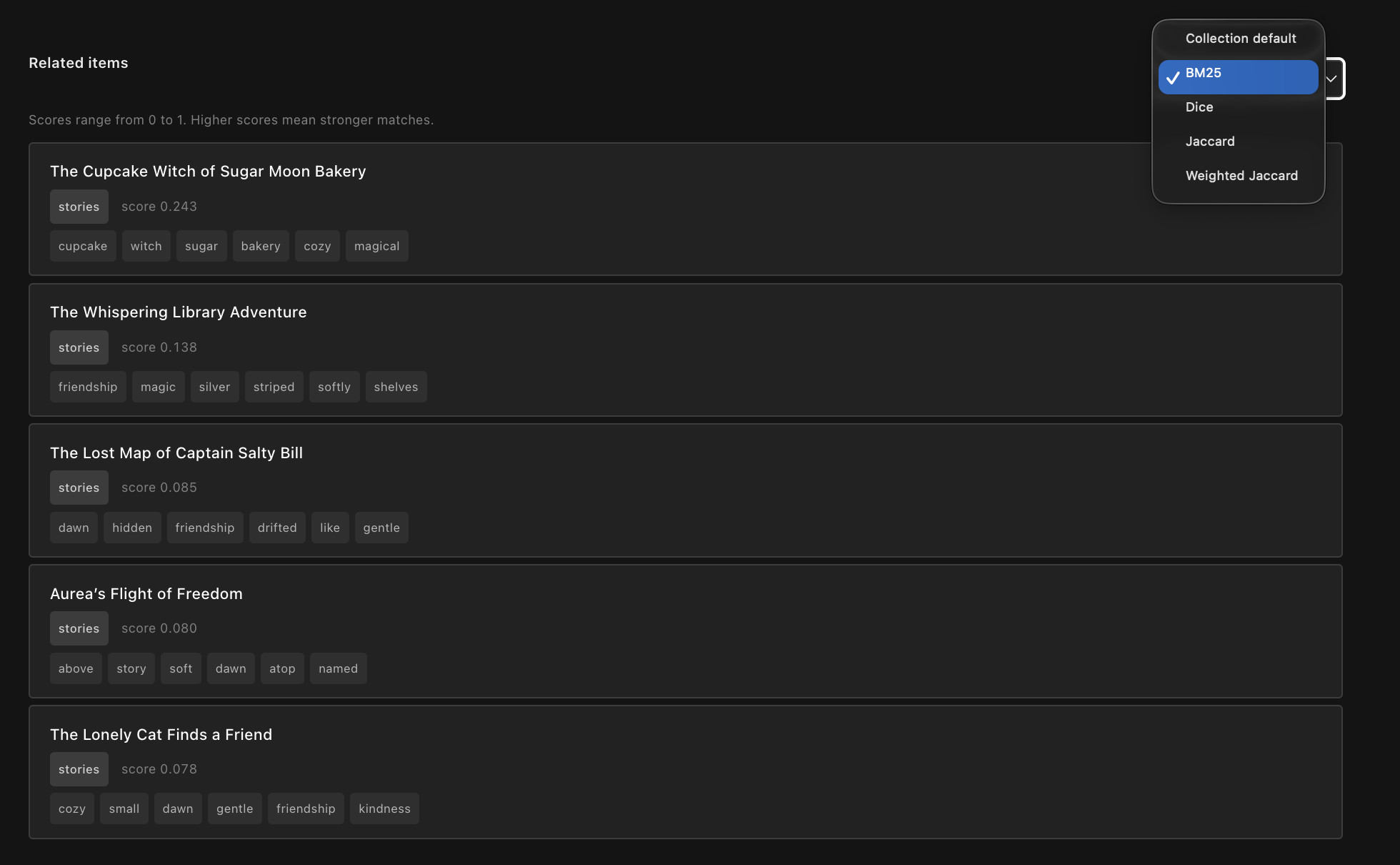 Item keywords
