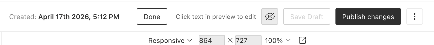 Payload admin preview toolbar opened