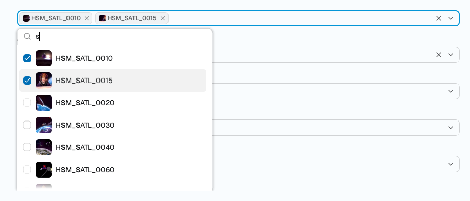 An entity multi picker open on its results