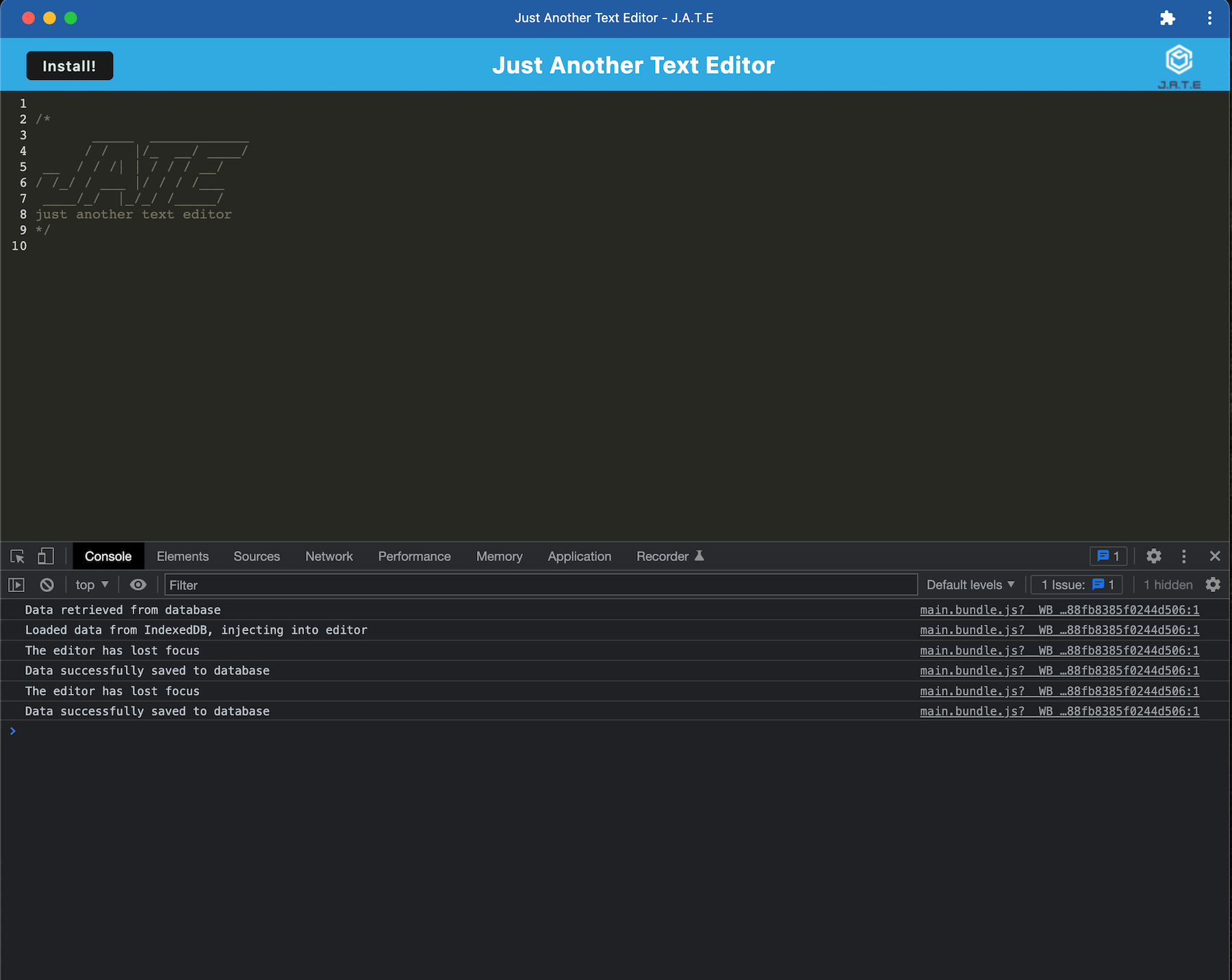 Screenshot of Text Editor