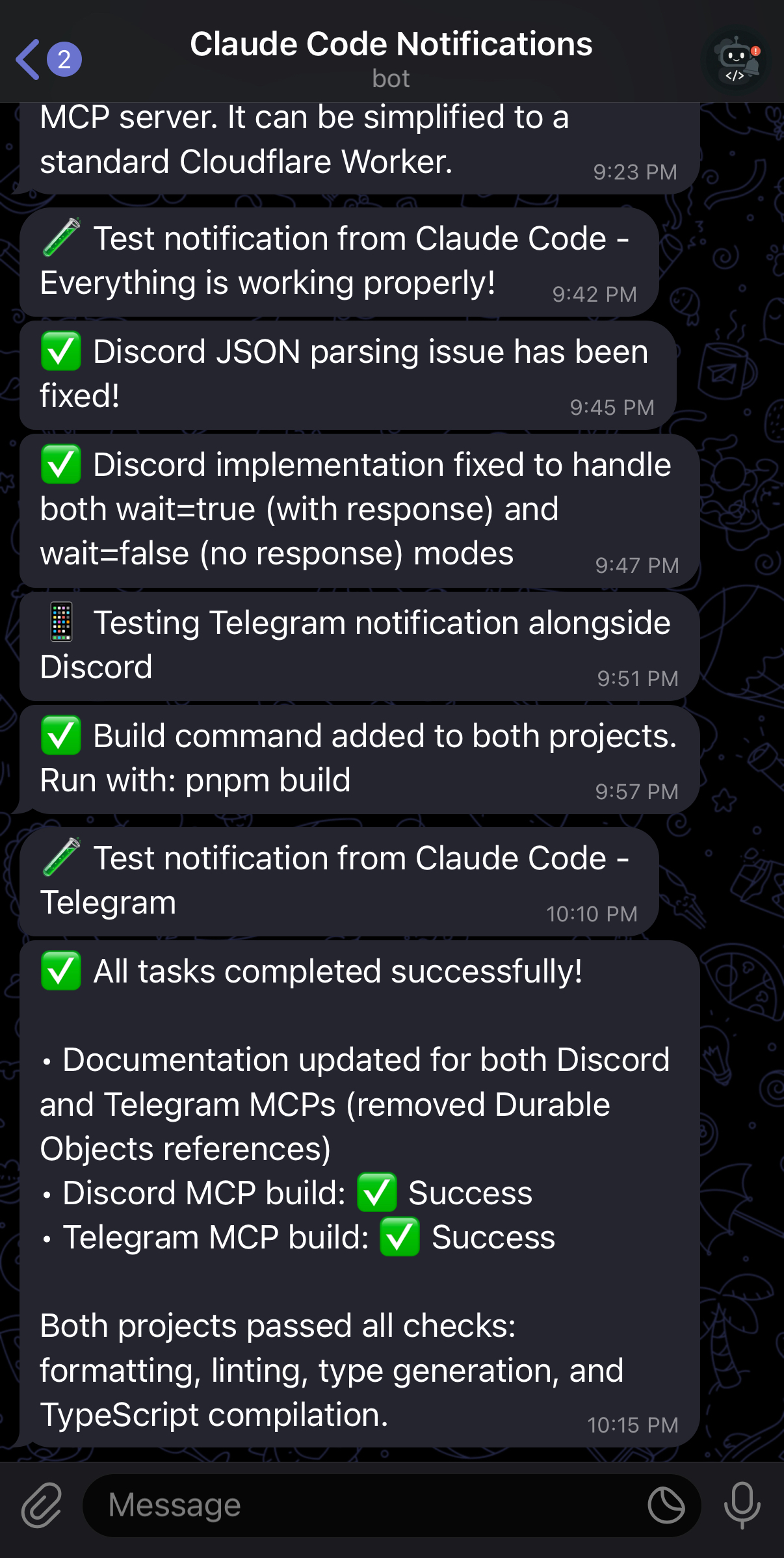 Telegram Notification Example
