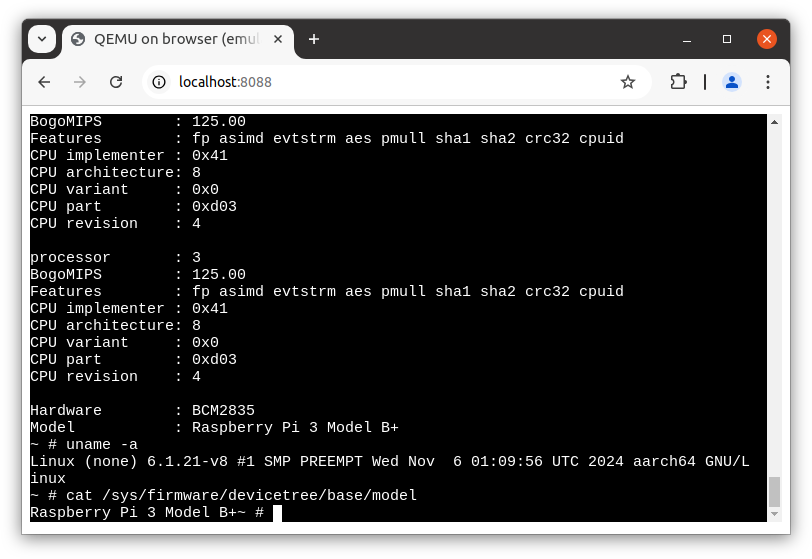 Running Raspberry Pi emulated on browser