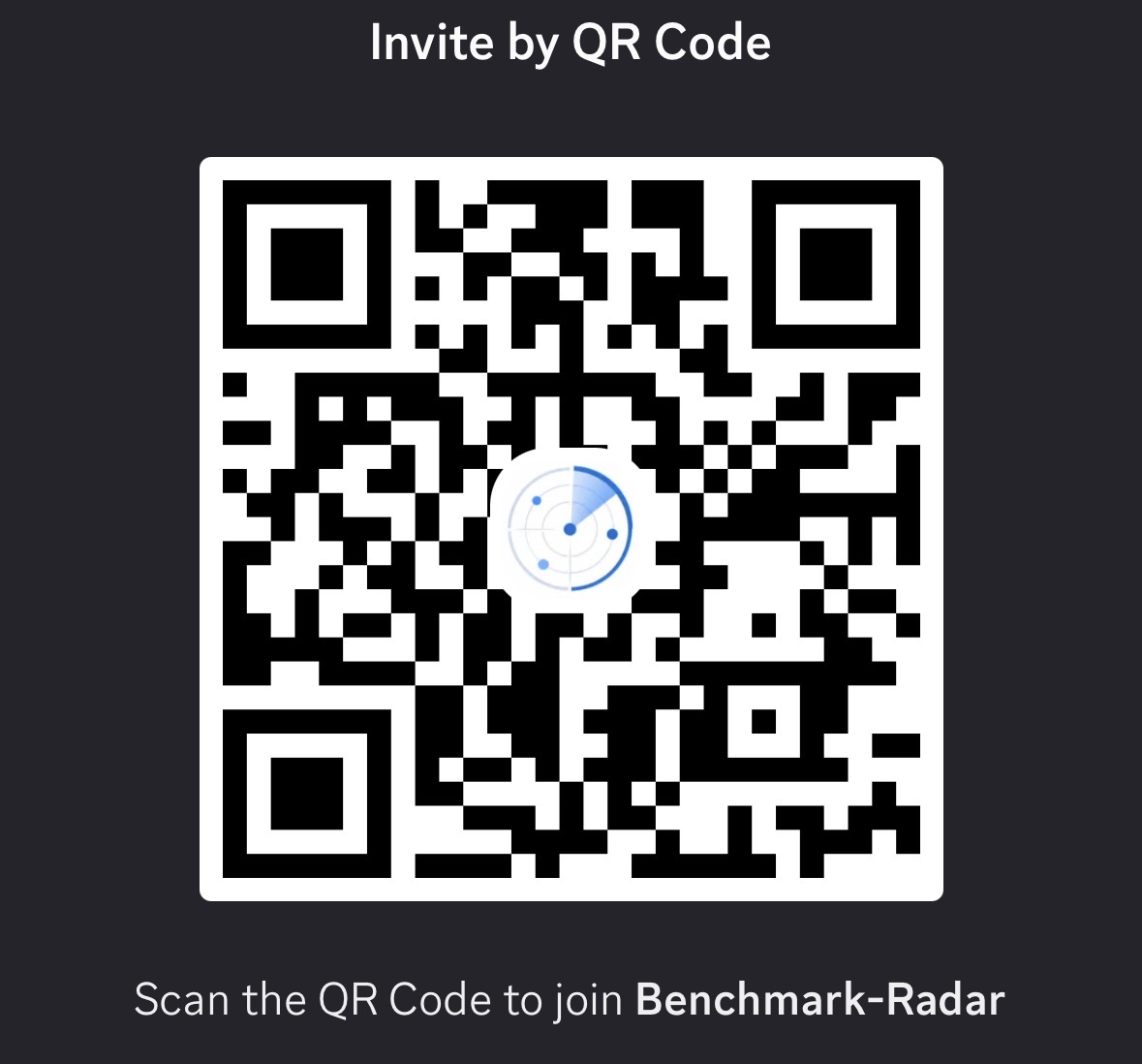 Permanent QR code to join the Benchmark Radar Discord group