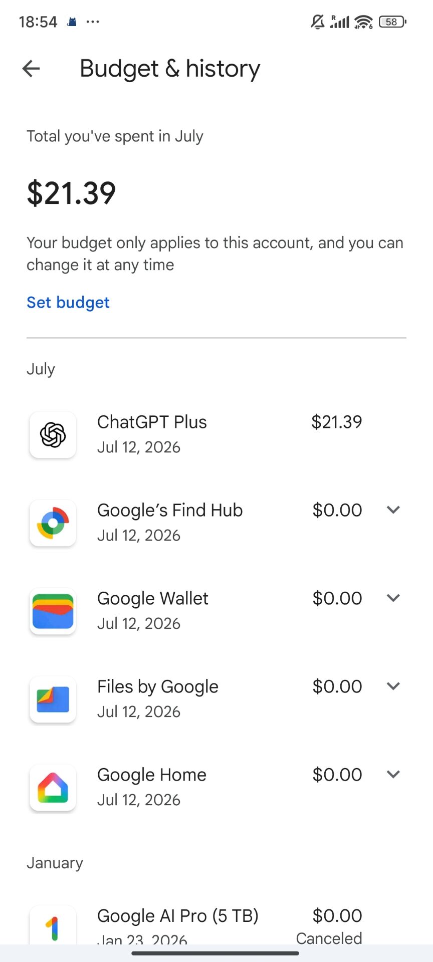 Google Play 付款记录