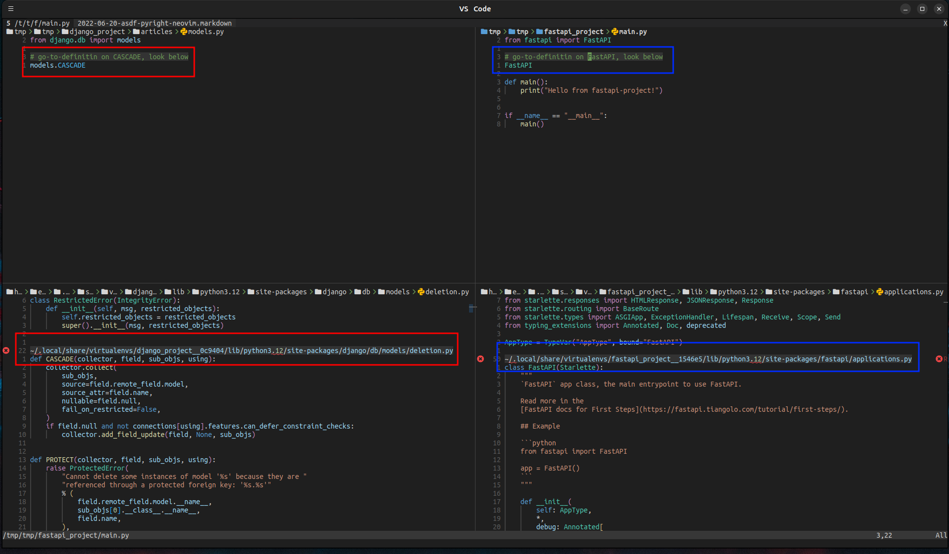 in action in neovim