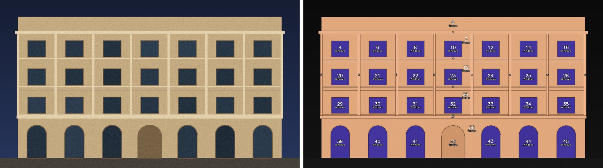 a facade and its regions