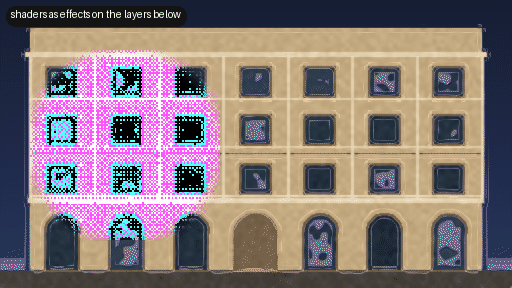 an 8 bit lens moving over a facade in the director