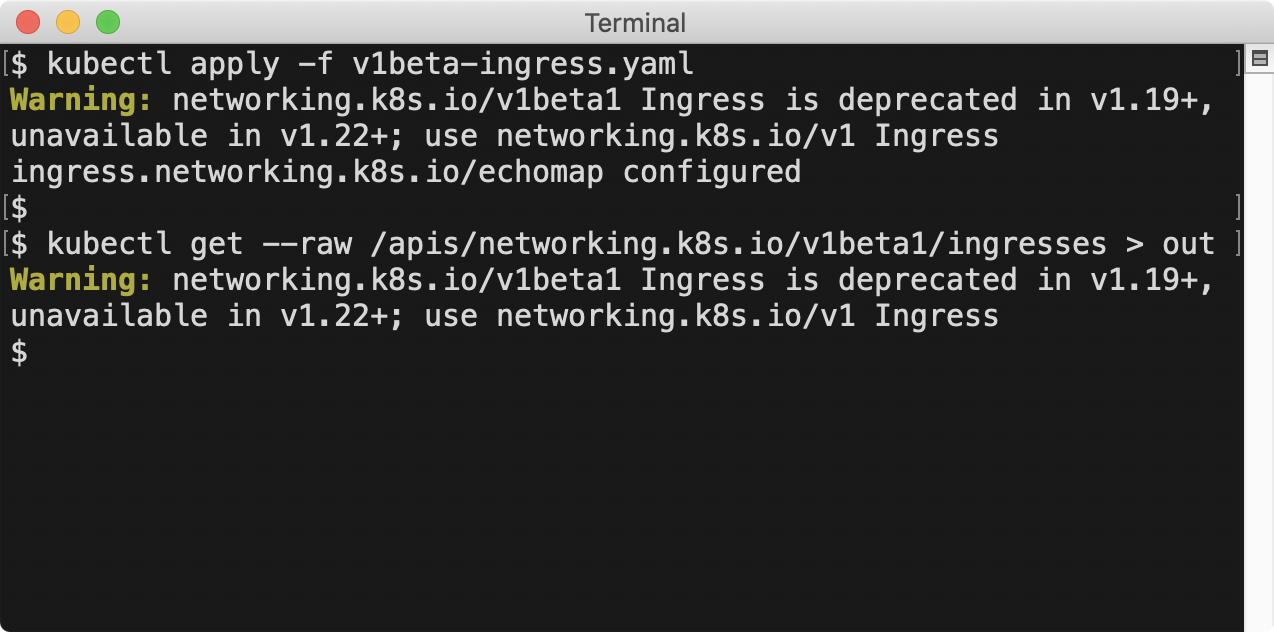 kubectl warnings