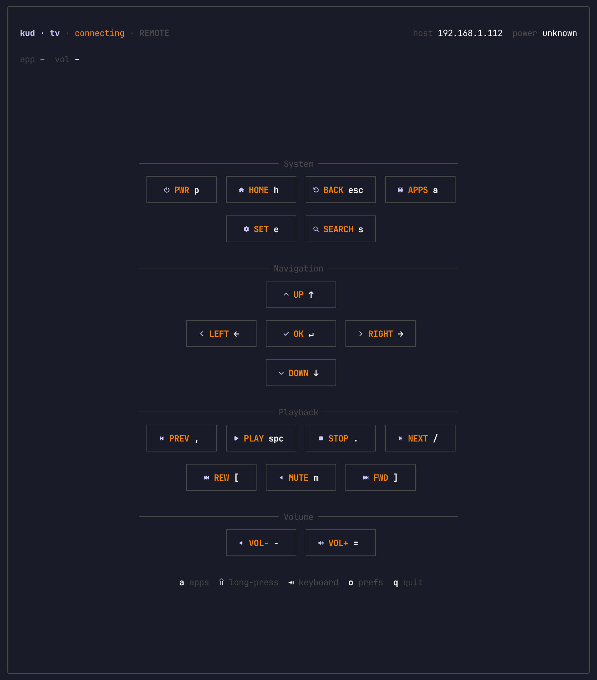 gtv CLI TUI remote
