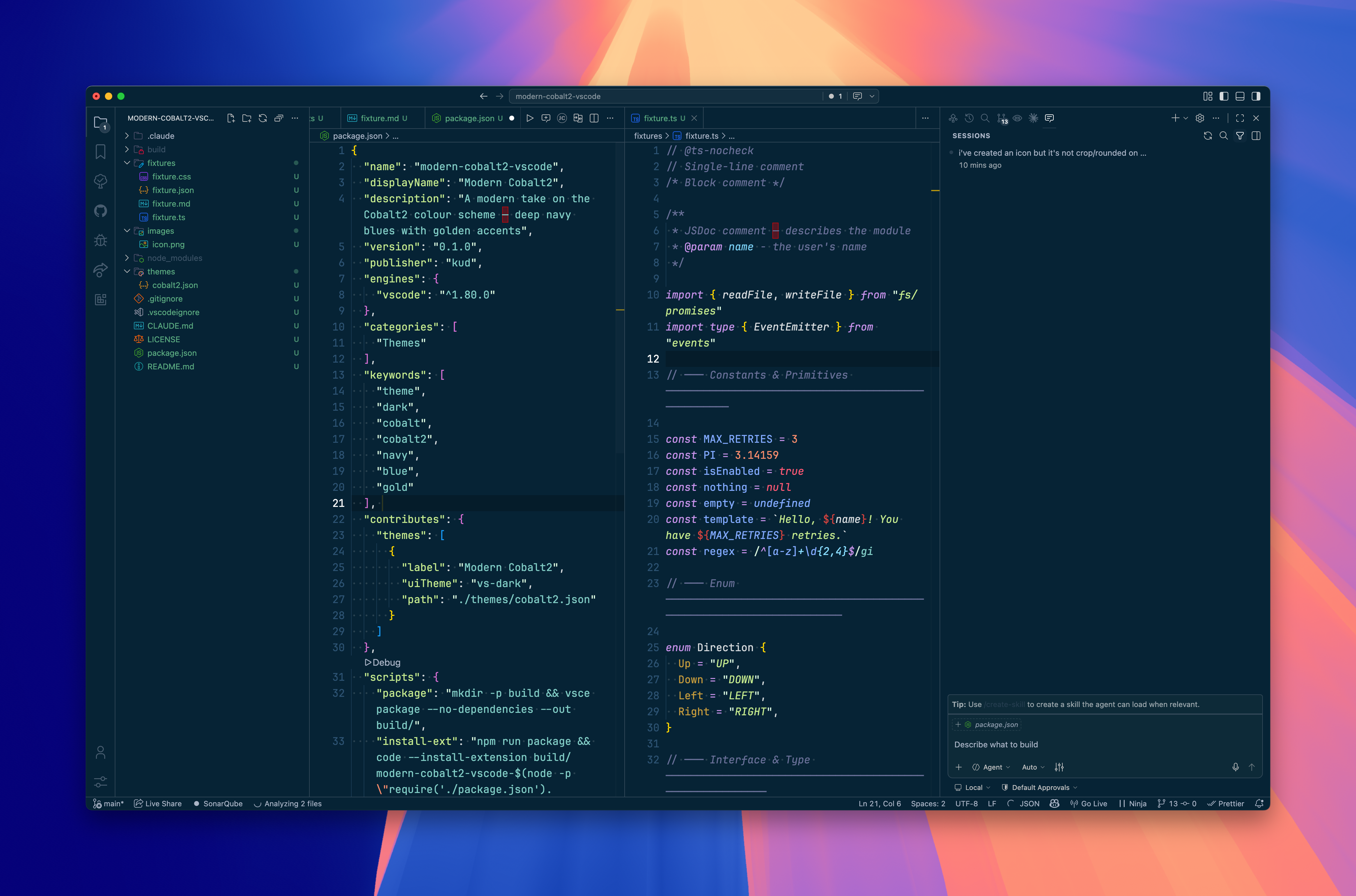 Modern Cobalt2 screenshot