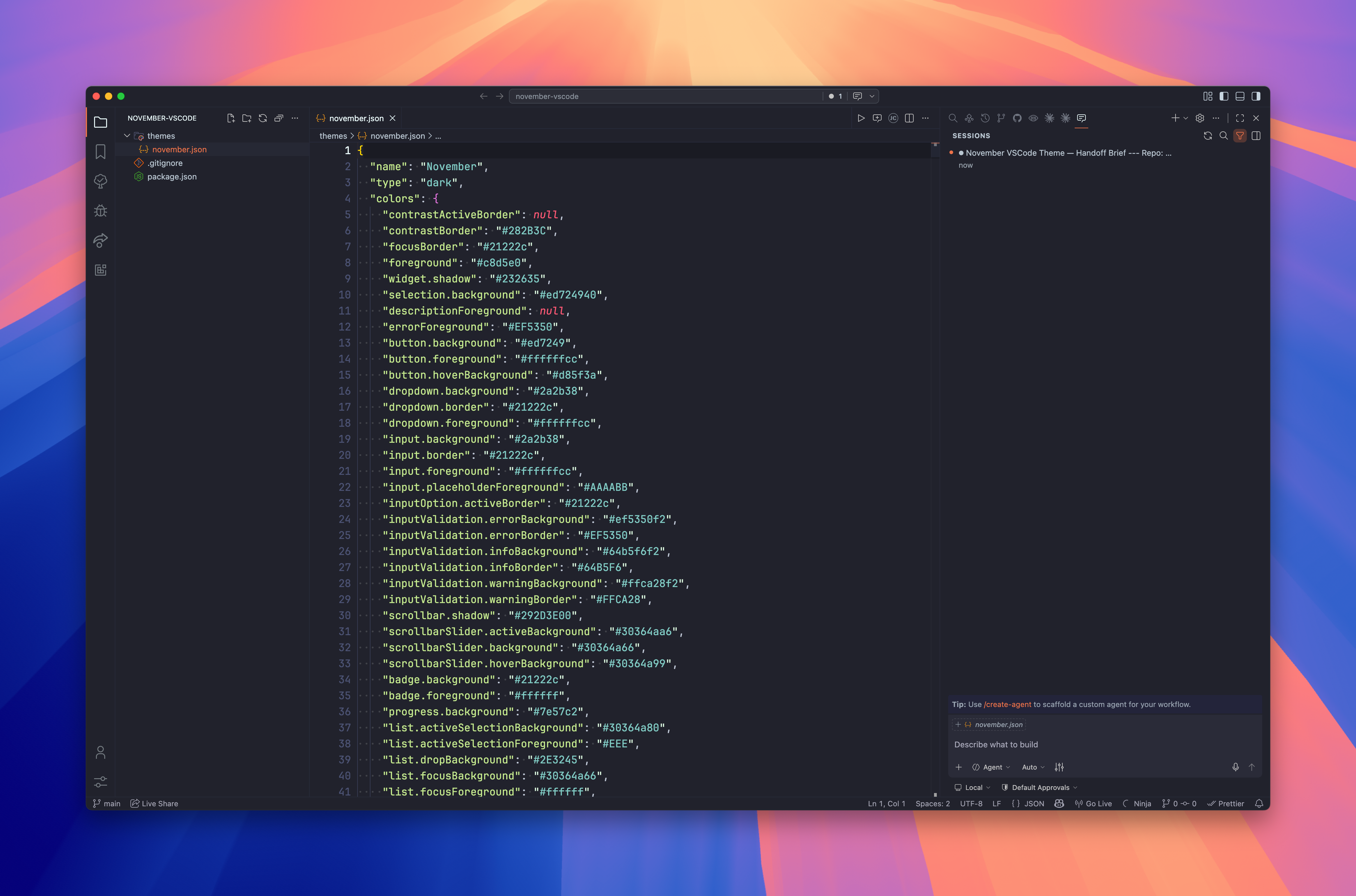 November theme screenshot