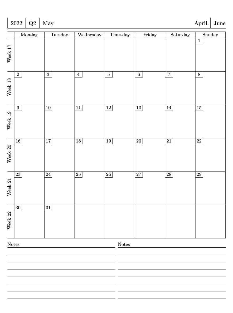 Annual planner, breadcrumbs header for 2023–2026 · kudrykv latex-yearly ...