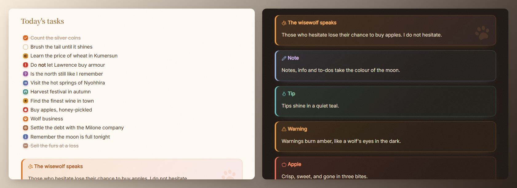 Alternate checkboxes and callouts