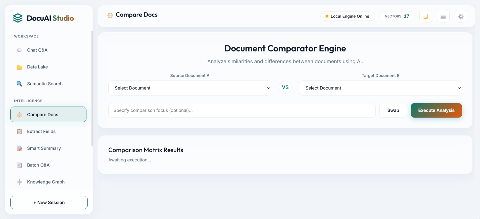 DocuAI document comparator screenshot