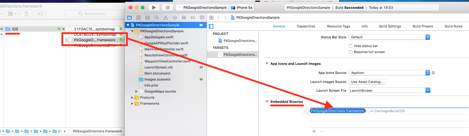 Dropping a Carthage-generated framework in Xcode