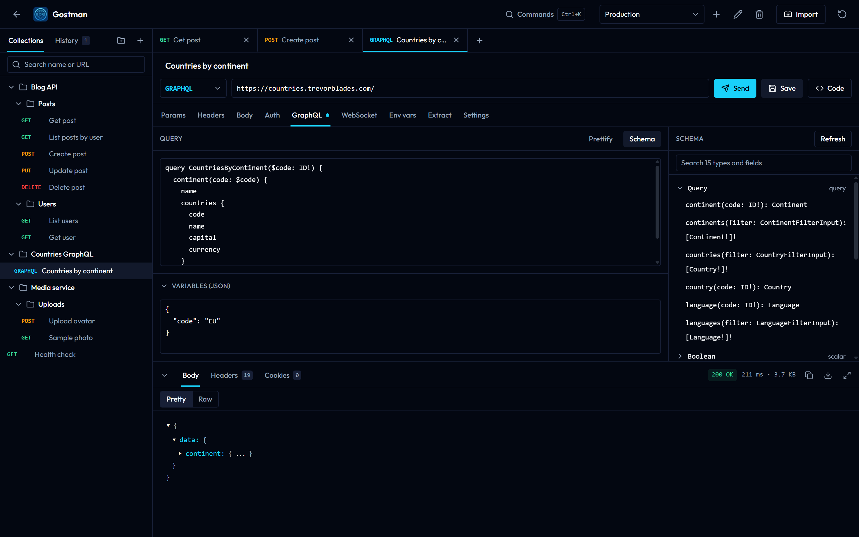 GraphQL query with the schema browser