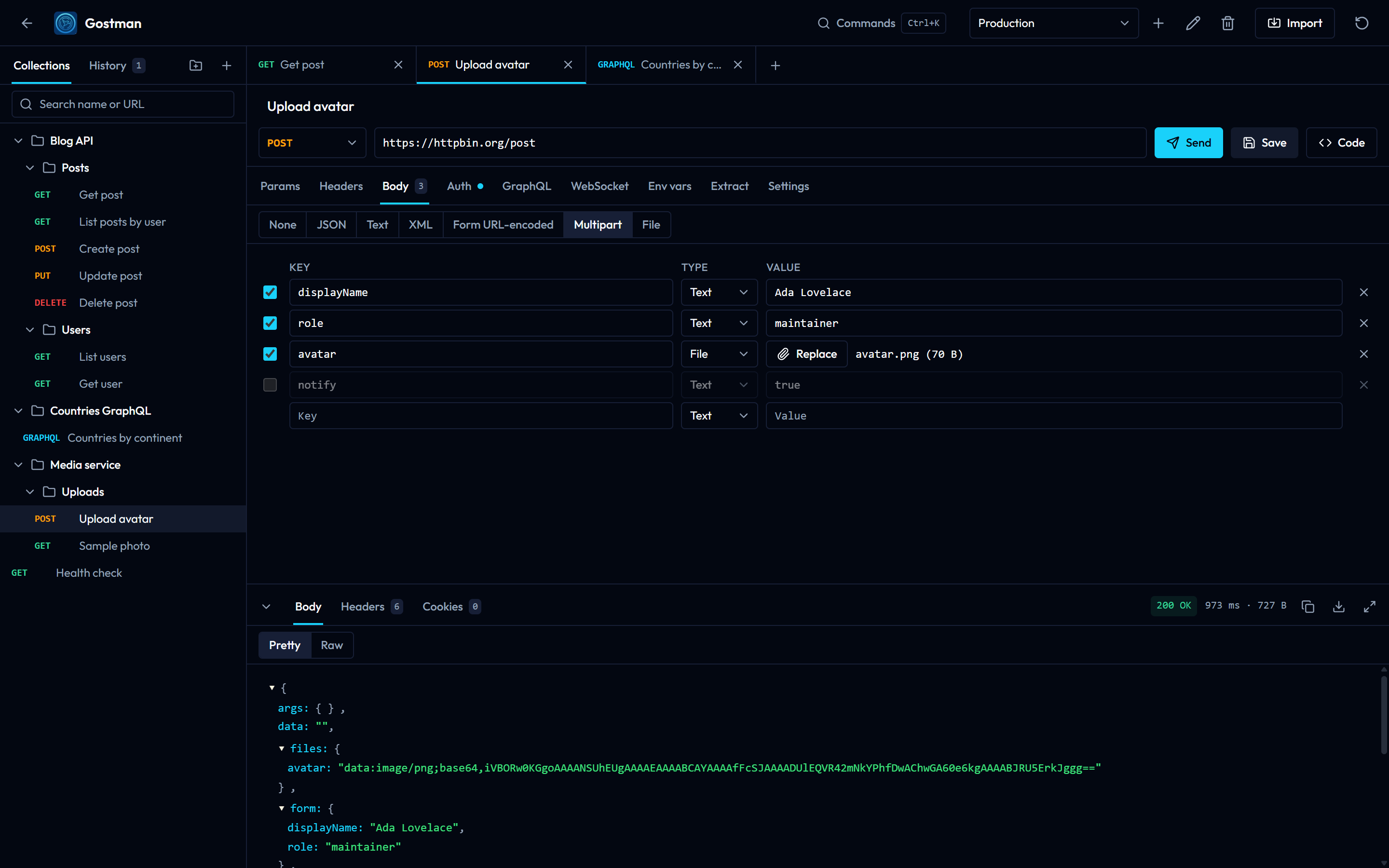 Multipart body with auth