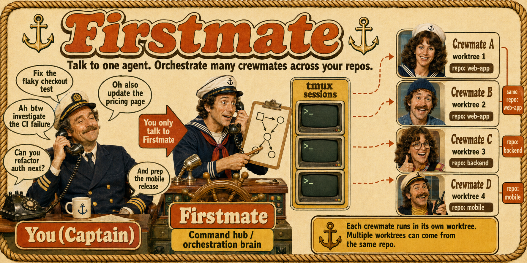 firstmate - talk to one agent, ship with a crew