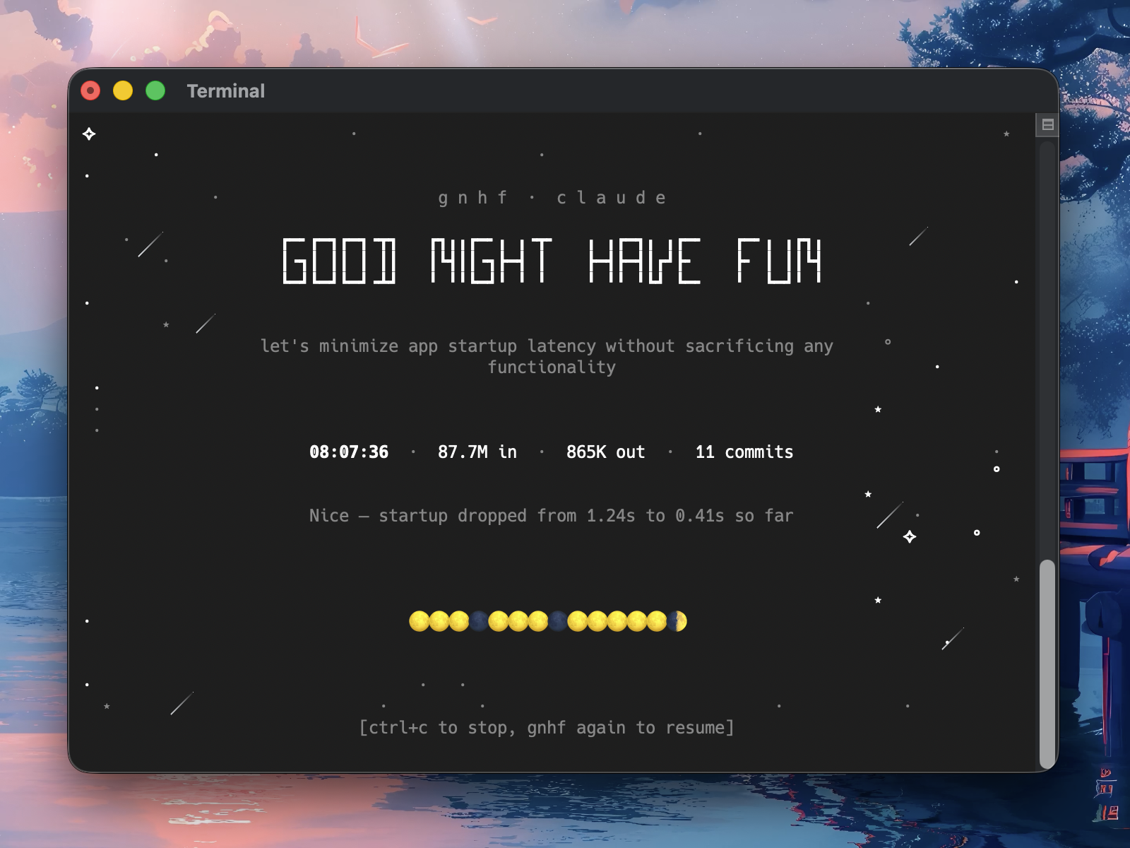 gnhf - Good Night, Have Fun
