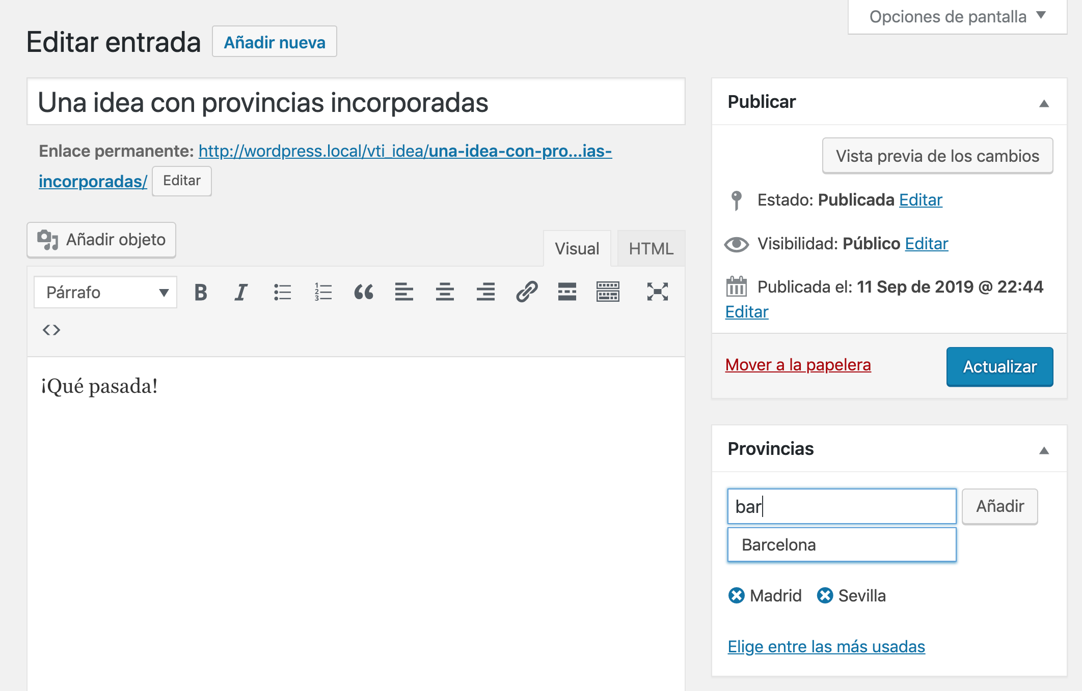 Captura del código en acción
