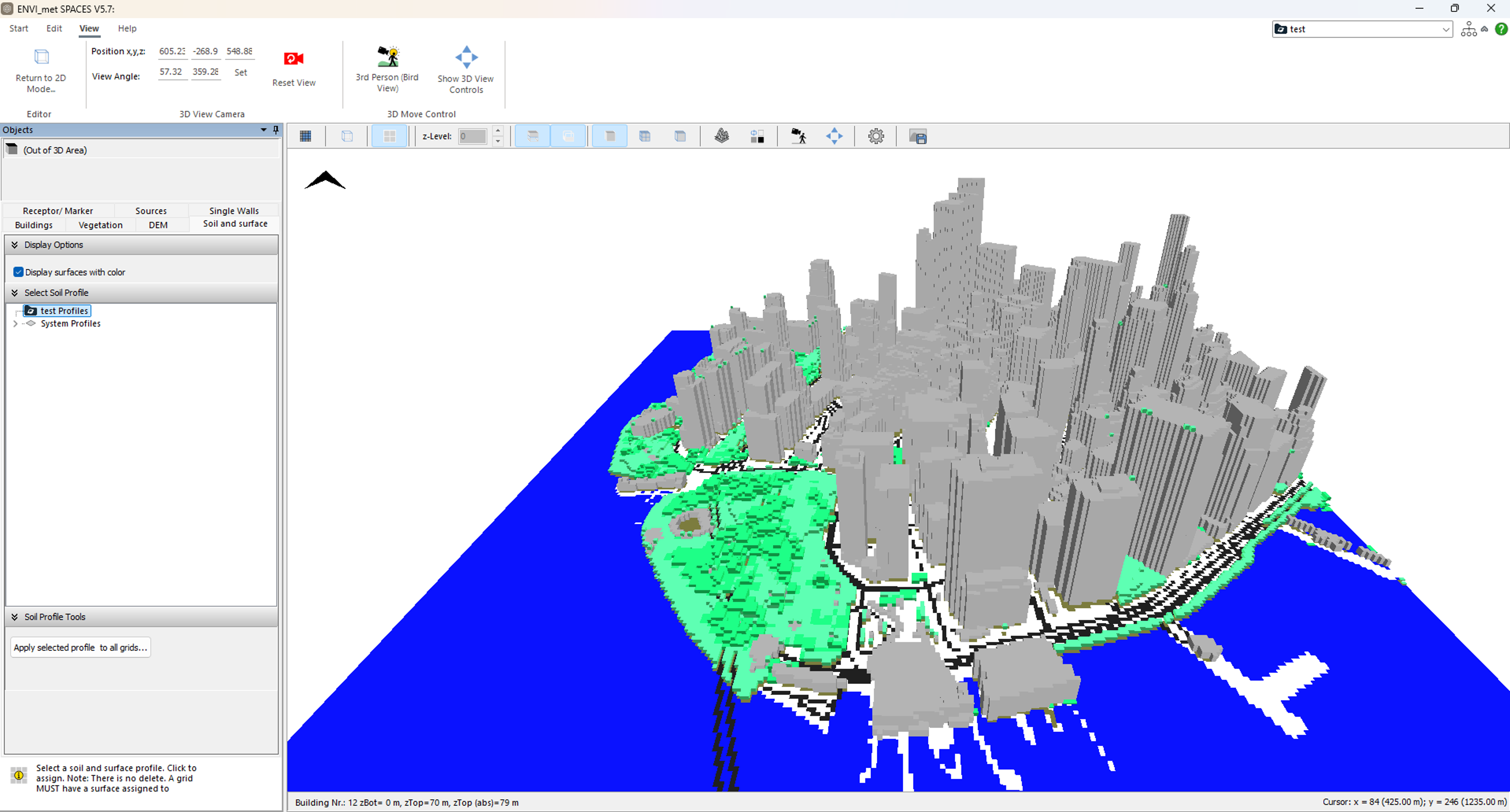 Generated 3D City Model on Envi-MET GUI