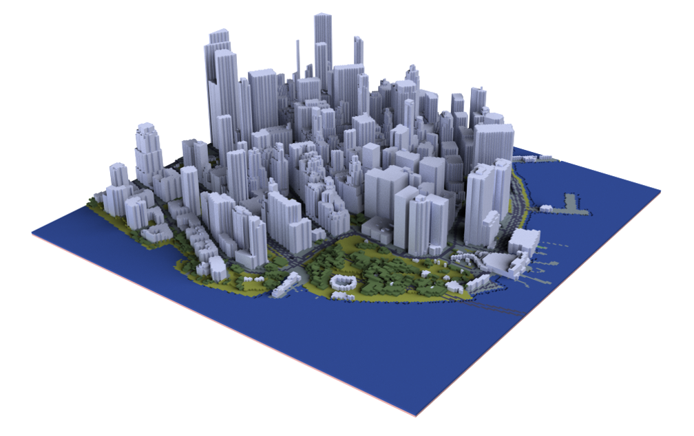 OBJ 3D City Model Rendered in Rhino