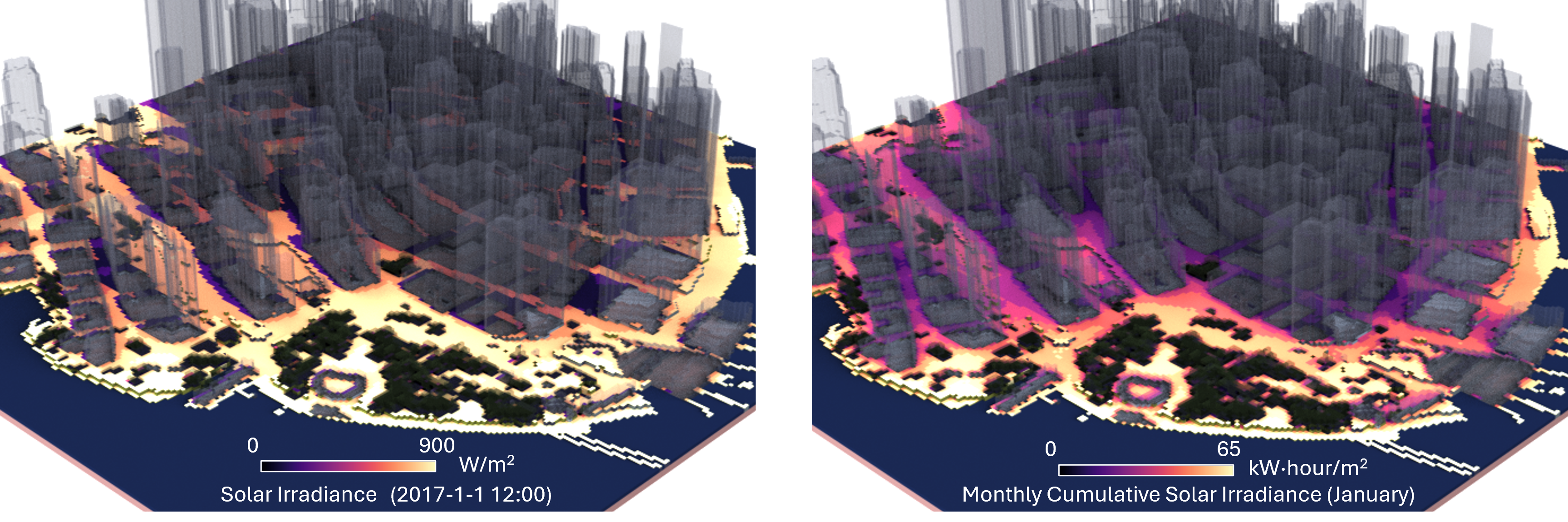 Solar Irradiance Maps Rendered in Rhino