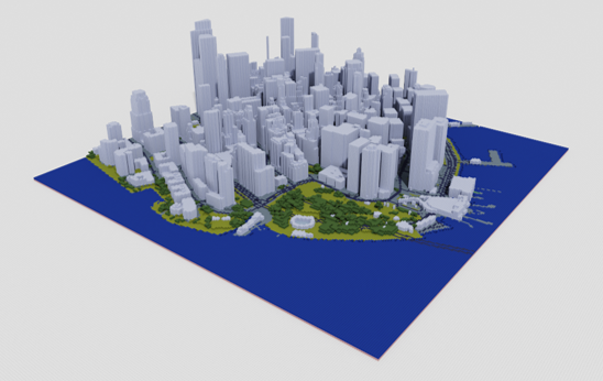 Generated 3D City Model on MagicaVoxel GUI