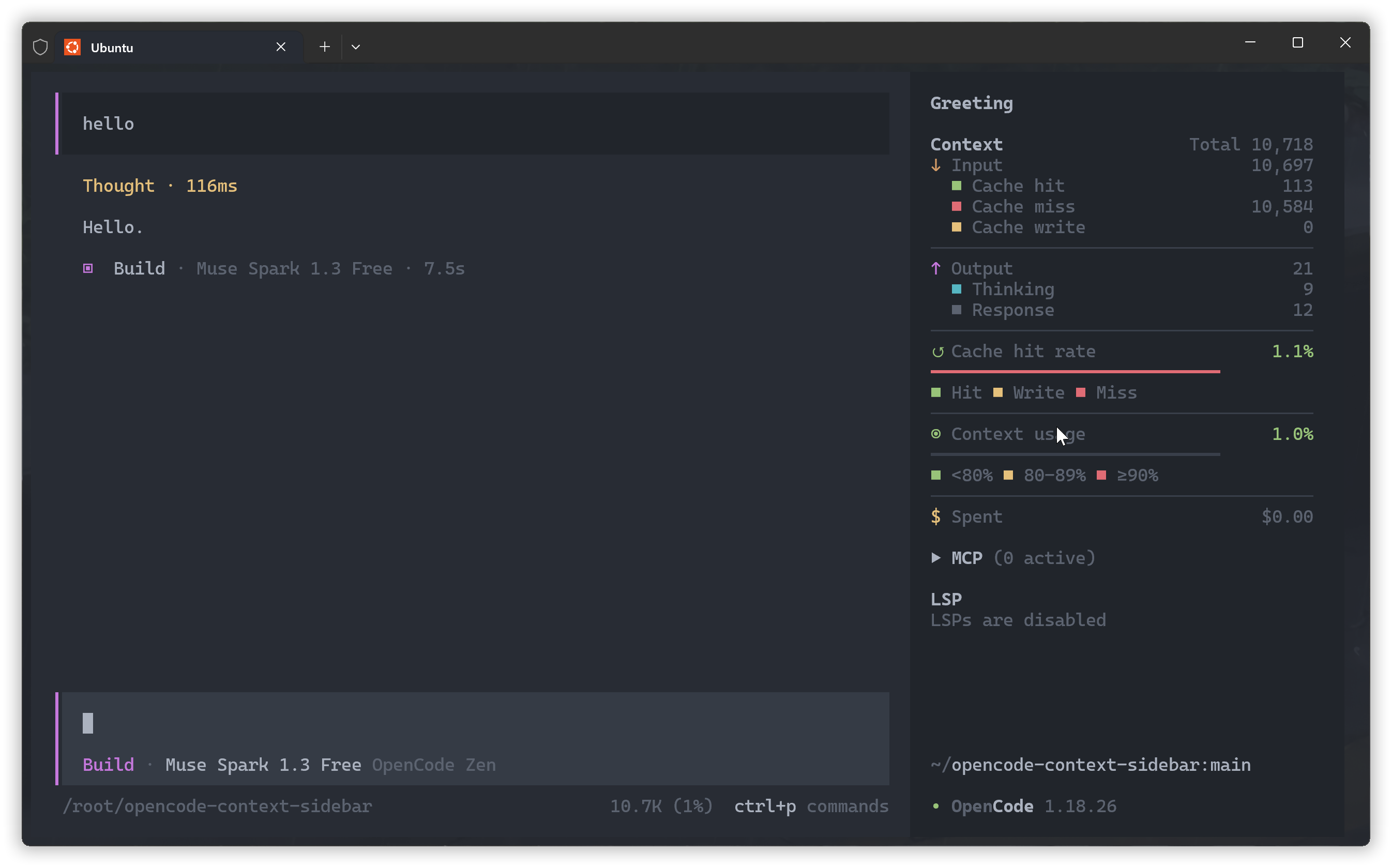 Context Usage sidebar preview