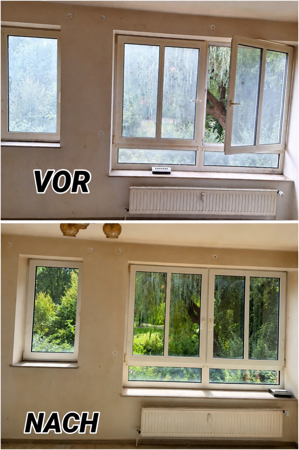 Fensterreinigung vorher und nachher