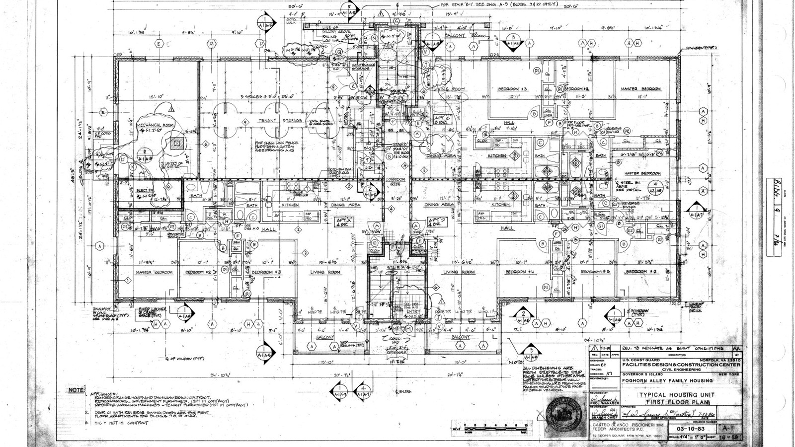 Illustrative photograph titled: Building 9 Foghorn Alley Family Housing Typical Housing Unit First Floor Plan, July 23, 1986 - DPLA - 6212cb2dc23e63d70a0bc0ce9511b77a