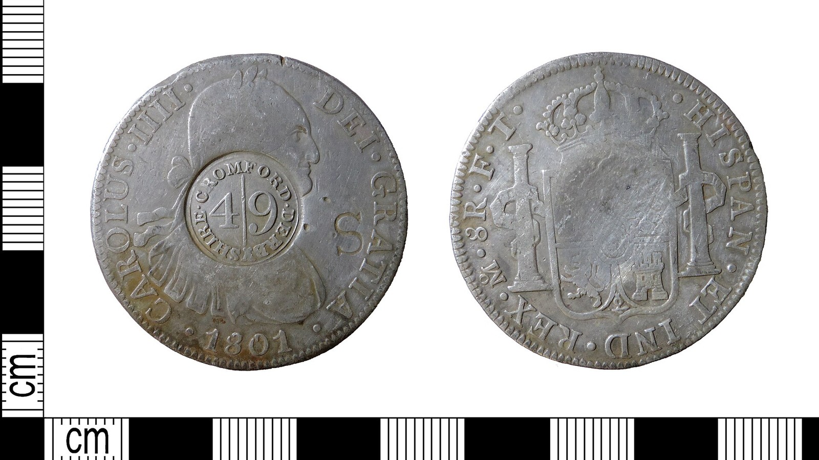 Illustrative photograph titled: Post-medieval coin hoard, Coin 3, Cromford dollar (FindID 808673)