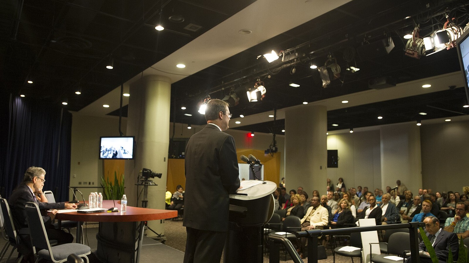 Illustrative photograph titled: Office of Community Planning and Development (CPD) All Hands Meeting, (with Secretary Shaun Donovan joining Acting Assistant Secretary for CPD, Mark Johnston, CPD General Deputy Sec - DPLA
