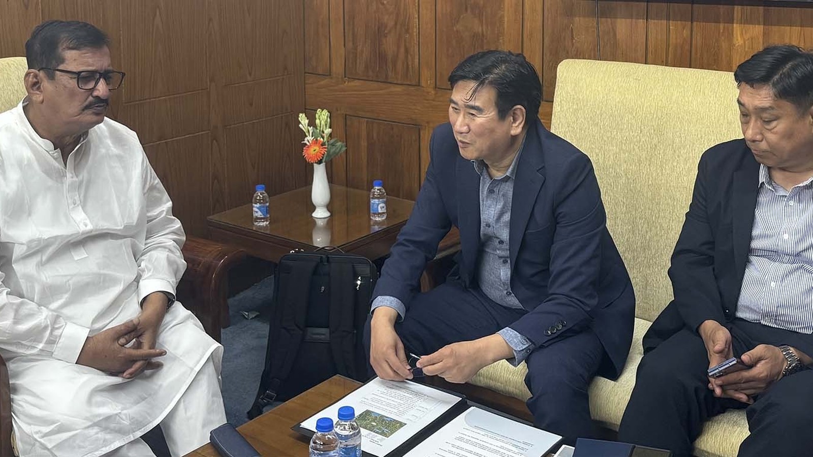 Illustrative photograph titled: Domyang Meta delegation meeting with Minister of Land Md. Mizanur Rahman Minu at National Parliament House in Dhaka, 2026-06-28